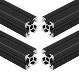 4pcs 150mm T Slot 2020 Aluminum Extrusion European Standard Anodized Linear Rail for 3D Printer Parts and CNC DIY Black(5.9inch)