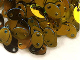 The Design Cart Green Golden Dual Colour 2 Hole Oval Plastic Sequins, 250 Grams, 5 mm Sequins for Embroidery Work, Jewellery Mak