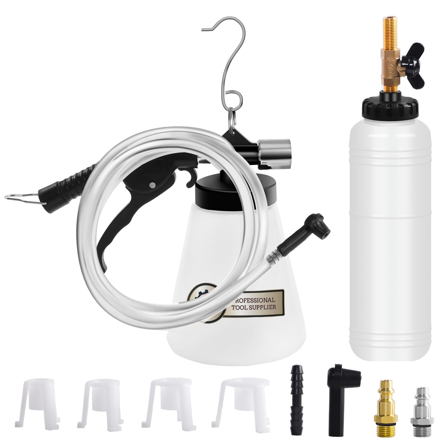 JIFETOR Pneumatic Vacuum Brake and Clutch Fluid Bleeder Tool Kit, Car Truck Motorcycle Brake Oil Change Set with Extractor and R