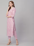 Anni Designer Women'S Cotton Blend Printed Straight Kurta With Pant (Mush Purple_Xl_Purple_X-Large),Purple,XL,,,
