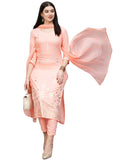 Anni Designer Women'S Cotton Blend Straight Printed Kurta With Pant & Dupatta (Mavis Peach_Xxl_Peach_Xx-Large),Peach,2XL