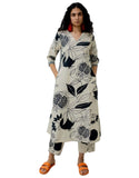 Gosriki Women'S Rayon Blend Straight Printed Kurta With Palazzo (Anaar-Beige-Nv-Gs_M_White_Medium),White,,B0D14S5SXC