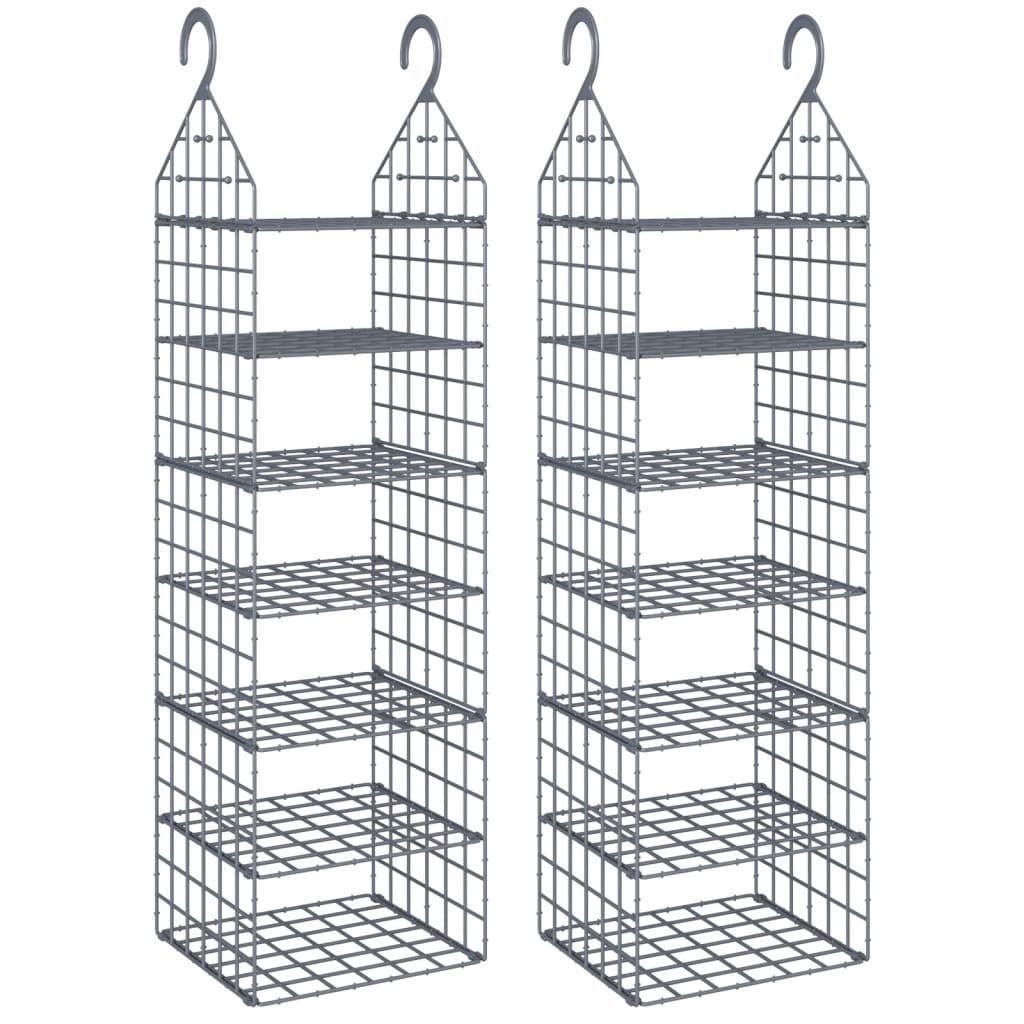 Vidaxl Hanging Closet Organiser - Gray 7-Shelf Wardrobe Organizer With Open Design - Lightweight And Easy To Install - Ideal Storage Solution For Clothes, Shoes, And Accessories