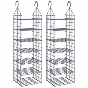 Vidaxl Hanging Closet Organiser - Gray 7-Shelf Wardrobe Organizer With Open Design - Lightweight And Easy To Install - Ideal Storage Solution For Clothes, Shoes, And Accessories