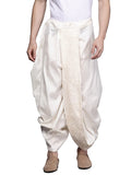 Manyavar Elegant Art Silk Readymade Stiched Dhoti For Men - (Cream, Small)