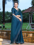 Satrani Womens Pure Georgette Saree (3186S141N_Dark Blue)