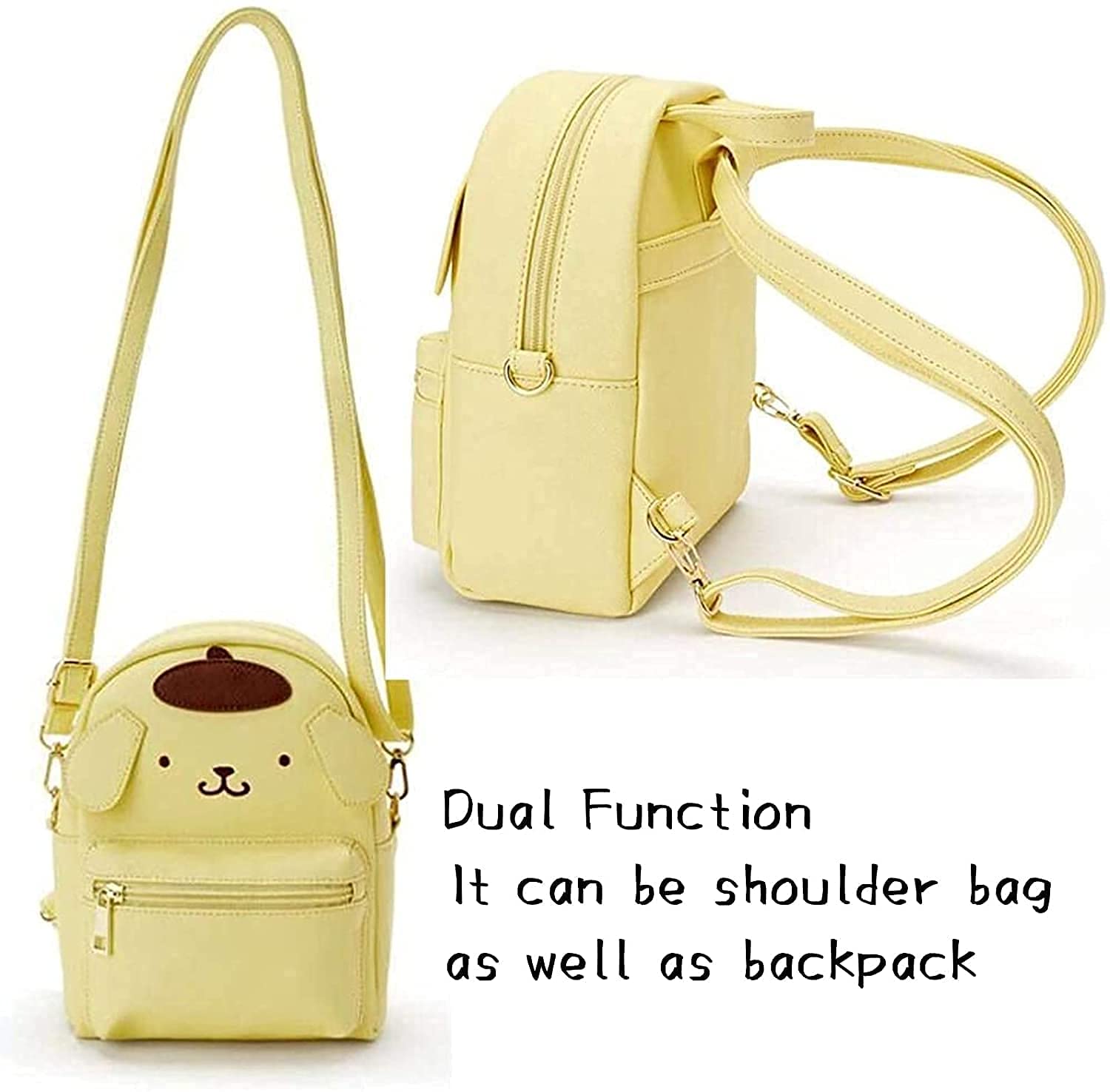 ALORVE Anime Cute Cartoon Bag Cosplay Shoulder Bag Backpack Handbag PU Schoolbags for Kids Girls Fans(Yellow)