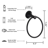 BVL 2 Pack Black Towel Ring Hand Towel Holder Ring Hanger for Bathroom Accessories Kitchen Metal Round Towel Holder Wall Mounted