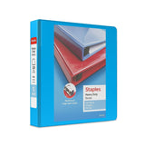 Staples 976034 1-1/2-Inch Staples Heavy-Duty View Binder with D-Rings Light Blue