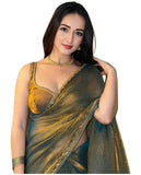 Yashika Women Soft Zimmy Choo Fancy Silk Saree With Hand Work Lace Boarder & Comes With Unstitched Blouse Piece | Latest Sarees Bollywood Sari | New Sarees (Az-Ys-Og-Dhamaka Gold)