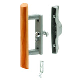 PrimeLine C 1018 315/16 In. Hole Center, Gray Diecast, Sliding Patio Door Handle with Wood Handle (Single Pack)