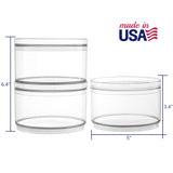STORi Bella Stackable Clear Plastic Container (Set of 3) Round Vanity Storage Organizers with Lids for Hair Accessories & Beauty