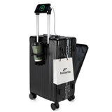 feilario 24in Aluminium Frame PC Hard Shell Spinner Wheels Luggage, Built-In TSA lock Carry on Suitcase, with Cup Holder, USB Po