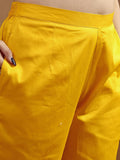 Womanista Women'S Yellow & White Hakoba Printed Tunic With Trouser Cord Set(Co-Ords_9093_M)