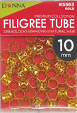 DONNA 10mm Gold Hair Cuffs for Braids Dreadlocks Locs Tube Beads