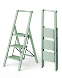 HillhutApex 3 Step Foldable Aluminum Step Ladder with Handgrip, Anti-Slip Pedal, 330 lbs Capacity, Lightweight & Portable for Ho