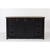 Jofran Madison County Farmhouse 60 Reclaimed Pine Solid Wood Barn Door Server, Vintage Black