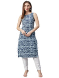 Anni Designer Women'S Rayon Blend Straight Printed Kurta (Ccd Blue_M_Blue_Medium),Blue,M