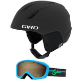 Giro Launch CP Youth Snow Ski Helmet w/Matching Goggles Matte Black/Blue Neon XS (48.5-52cm)