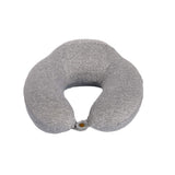 Ez Life Cotton U Shape Memory Foam Travel Pillow With Ve Ion For Spodilitis Support With Botton Lock Gray Neck Pillow For T