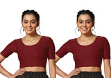 Toplot Cotton Blend Lycra Stretchable Readymade Blouses Pack Of 2 (Combo-5058-Mrn-Mrn-36) Maroon-Maroon,Maroon-Maroon,36,B0CV5B1XSK
