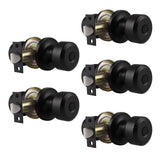 Probrico (5 Pack Matte Black Privacy Locks, Keyless Interior Bed/Bath Door Knobs (Cylindrical Shape Knobs), Contemporary Hardwar