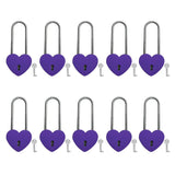 VeYocilk Love Lock,10pcs 3.5 Rubber Paint Purple Heart Sharped Padlock for Bridge, Anniversary Travel Gift(with Key)