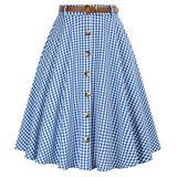 Janak N Masaaya Cotton Check Knee Length With Complimentary Belt 201 Blue