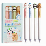 FEXONXA Erasable Gel Pen Set for Kids & Students, Pack of 4 Cute Planet Top Pens with Black Ink, Smooth Writing Retractable Scho