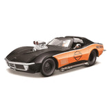 Maisto 1970 Chevrolet Corvette Harley Davidson Black/Orange 1/24 Diecast Model Car