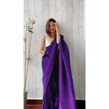 Shiv Textiles Womens Plain Pure Georgette Saree (Crush-Purple