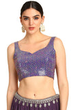 Soch Womens Indigo Sequinned Embellished Georgette Padded Blouse