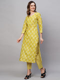 Gosriki Women'S Cotton Blend Printed Straight Kurta With Pant (Kidaya Green-Nw-Gs_Xl_Green_X-Large),Green,,B0C41124WS