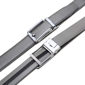 Founders & C Men's Leather Ratchet Click Belt Dress with Slide Buckle -Adjustable Trim to Fit (40-50 Waist Adjustable, Squar