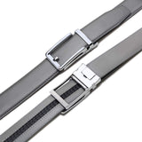 Founders & C Men's Leather Ratchet Click Belt Dress with Slide Buckle -Adjustable Trim to Fit (40-50 Waist Adjustable, Squar