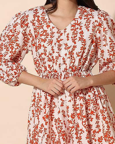 Toplot Co Ord Kurta Set For Women Printed Kurta With Pant (Tunic-Pant-5140-Orange-L),Orange,,B0CHB19SXG