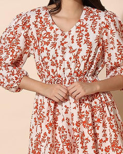 Toplot Co Ord Kurta Set For Women Printed Kurta With Pant (Tunic-Pant-5140-Orange-L),Orange,,B0CHB19SXG