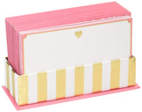 Graphique Gold Heart Flat Notes - Note Card Stationery with Adorable Soft Pink Border and Printed Gold Heart, 50 Note Cards and 