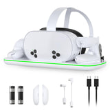 Charging Station for Meta Quest 3 and Oculus Quest 3S, VR Accessories Charging Station with LED Light for Oculus Quest 3/ 3S, Ch