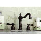 Kingston Brass Ks1975Al Heritage Widespread Lavatory Faucet With Metal Lever Handle, Oil Rubbed Bronze, 8-Inch Adjustable Center