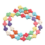 Linsoir Beads Colorful Cross Beads Nice Turquoise Cross Jewelry Approx.36pcs/Strand 0.8CMX1CM