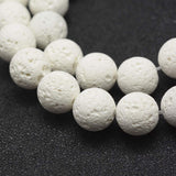 KISSITTY 48Pcs 8mm Natural White Lava Beads Chakra Gemstone Round Essential Oil Stone Loose Beads for Jewelry Making