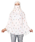 Grinoy Pure Cotton Innovative Scarf Cum Mask With Sun Protection Cover Face Cotton MaskLeaf Printed Pattern With Light Color Fo