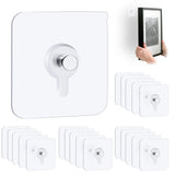 22 Pcs Drill Free Adhesive Wall Hooks, 20 lb Capacity Picture Hanging Hooks, Heavy Duty Picture Hangers Without Nails Strong Hol