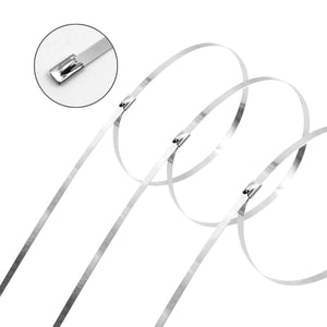 100 Pcs 20 Inch Metal Zip Ties Heavy Duty, Stainless Steel Cable Ties Metal Tie Wraps, 304 Stainless Steel Zip Ties with 200 Lbs