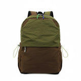 Zoomella Crinkled Patchwork Backpack TwoTone Nylon Backpack Padded Straps Rucksack Zippered Front Compartment, Green