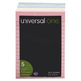 Universal UNV35616 100 Sheet Lined 4 in. x 6 in. SelfStick Note Pads Assorted Pastel Colors (5/Pack)