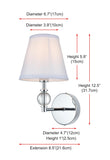 Living District Indoor Modern Home Decorative Bright Ceiling Bethany 1 Light Bath Sconce In Black With White Fabric Shade