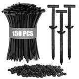 Egnore 150 Pcs Push Mount Cable Zip Ties With Hole, Black Nylon Wire Ties With Fir Tree Mount & Push Rivet Clips For Car, Bike, 