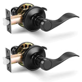 Gobrico 2 Pack Passage Door Levers in Matte Black, Interior Door Handles for Hall and Closet, Reversible No Locking Door Knobs